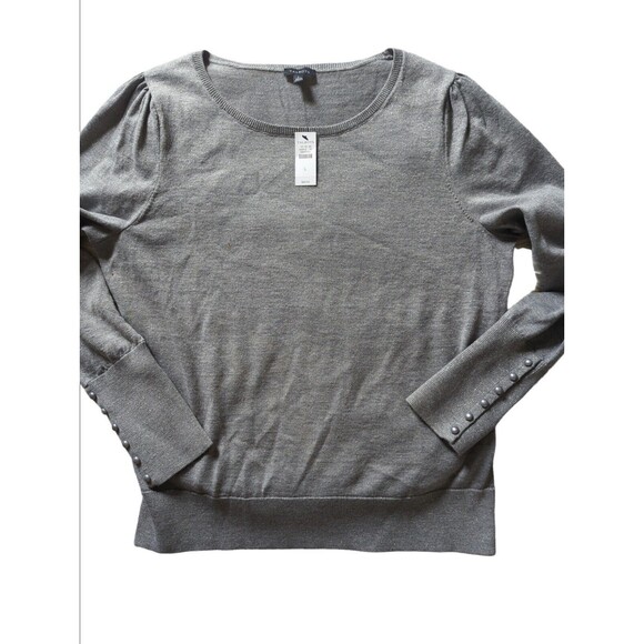 NWT Talbots Silver Sparkle Merino Wool Blend Sweater Gray Metallic Size Large - Picture 1 of 9